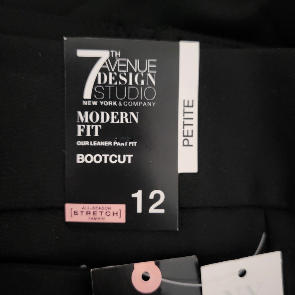 NY&Co Women's 12 Petite NWT All Season Stretch Shaping Black Dress Pants Sleek - Picture 2 of 15